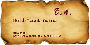 Belácsek Adina névjegykártya